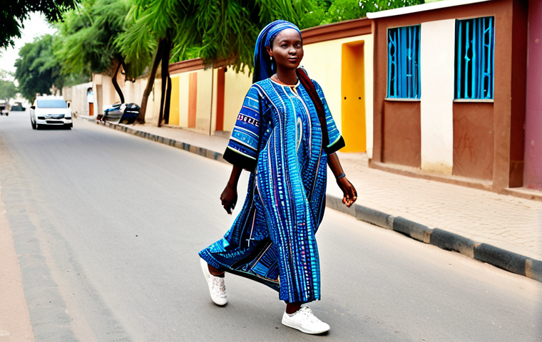 차드에서 유행하는 패션 스타일 - Traditional Textile Revival**

"A Chadian artisan working on a Kita cotton loom, surrounded by vibra...