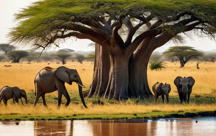 차드의 자연 보호구역 - **Image Prompt: Majestic Return of Zakouma's Wildlife**
A wide shot capturing the vibrant savan...