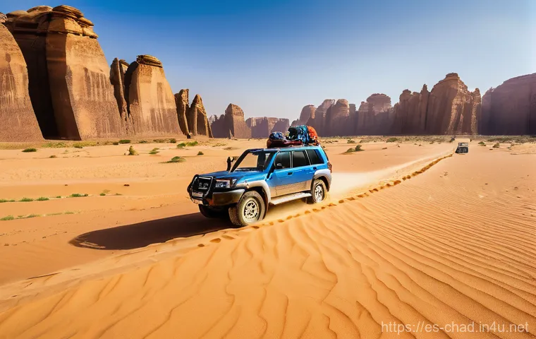 차드로 가는 직항 노선 - **Prompt 1: Ancient Desert Wonders and Exploration in Chad**
"A majestic, wide-angle shot of the...