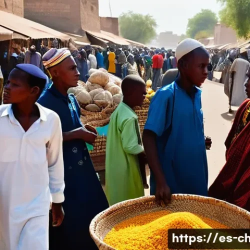 Home 17 차드의 치안 상황 - **Prompt: N'Djamena Market Life**
"A vibrant, bustling outdoor market scene in N'Djamena, Chad, ...